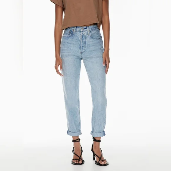 Denim Forum 28 Indie Sleeze Slouchy 90s Organic Button Fly BF High Rise Jeans - Picture 3 of 16